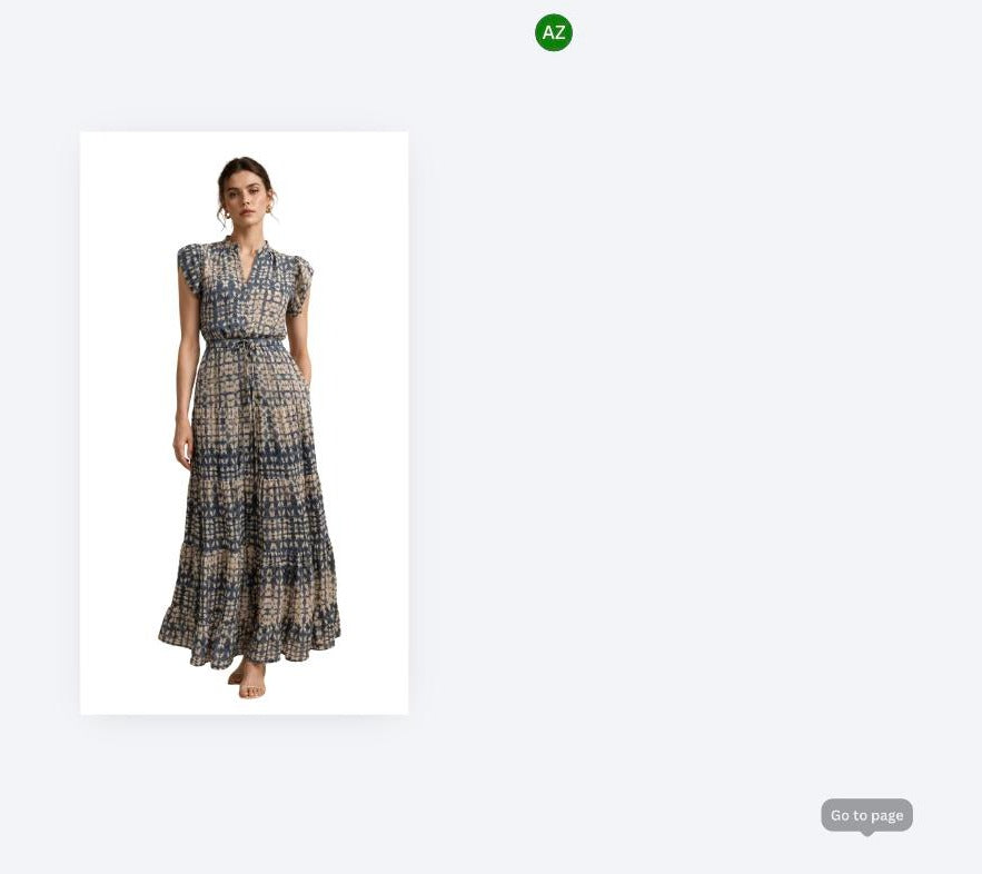 The Nina Batik Print Tiered Maxi Dress - Navy