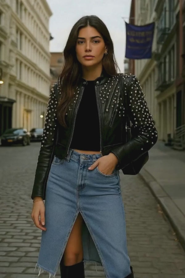 The Orion Cropped Vegan Leather Jacket