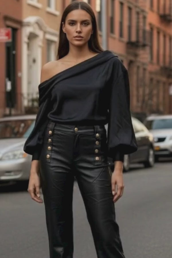 Lena Asymmetrical Silky Blouse
