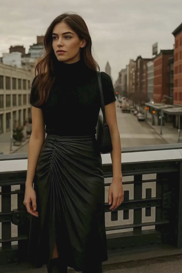 The Aria Vegan Leather Skirt