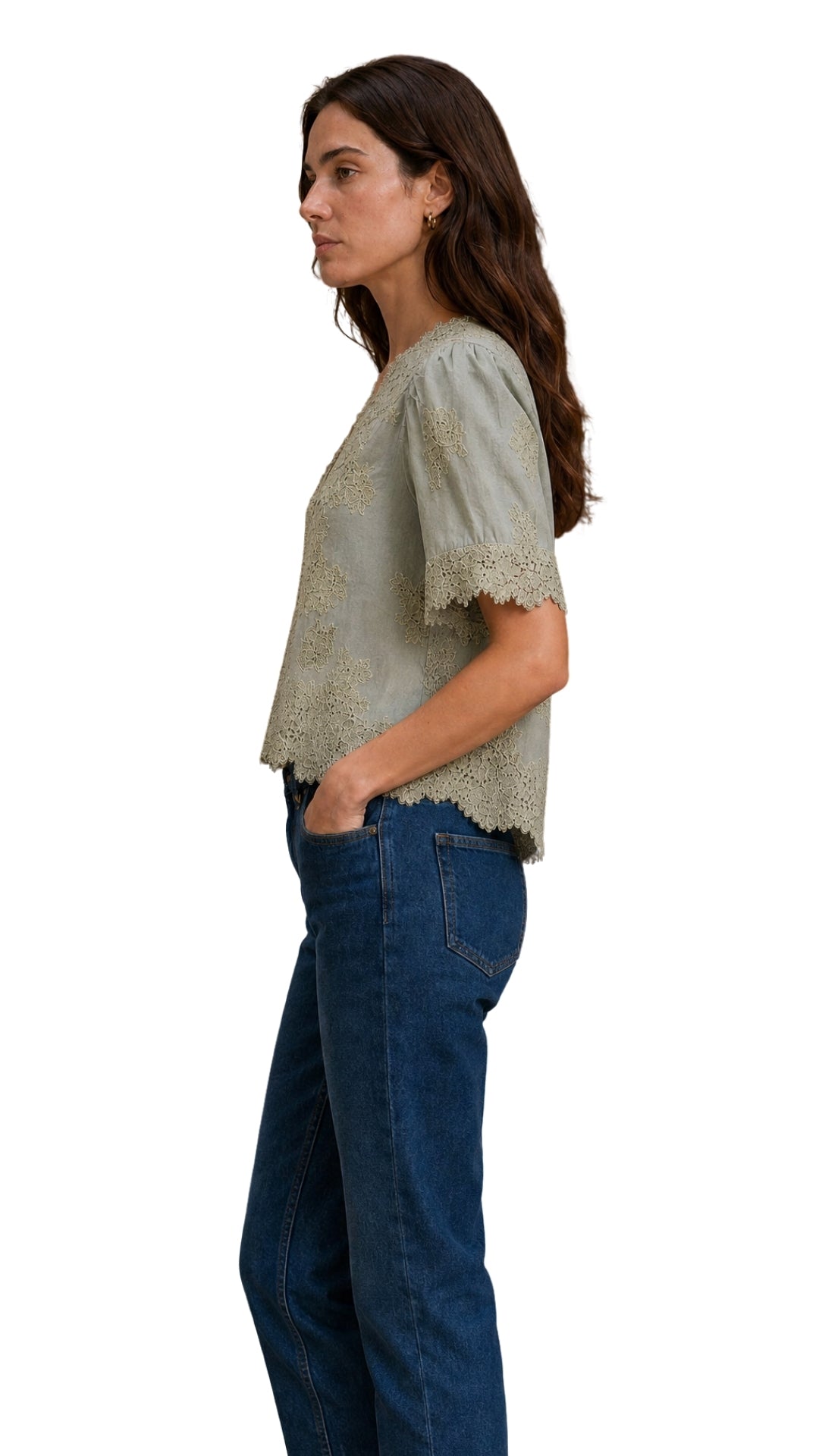 The Ursula Lace Trim Puff Sleeve Blouse
