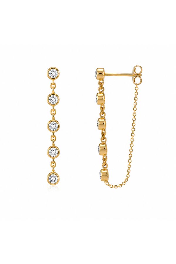 The Aria Gold Hoop Chain Earrings